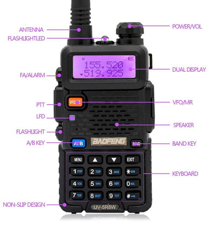 Baofeng UV-5R Dual Band Walkie Talkie – 5W/8W VHF UHF Handheld Transceiver with 128 Channels, FM Radio, and 1800mAh Battery for Staff Coordination and Crowd Control - ZAMAR AUDIO SOLUTIONS