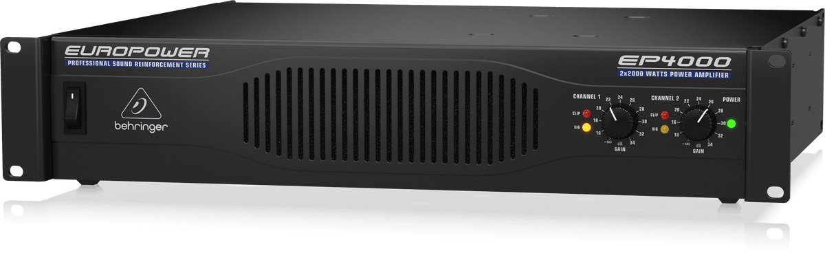 Behringer EP4000 amplifier Kenya 2x2000W Europower power amp front view with channel controls