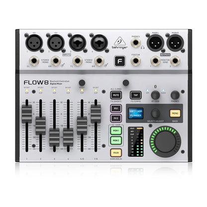 BEHRINGER Flow 8 Digital Mixer - 8 Channel with Bluetooth Audio and USB Audio Interface for Podcasts, Livestreaming and Stage Performances - ZAMAR AUDIO SOLUTIONS