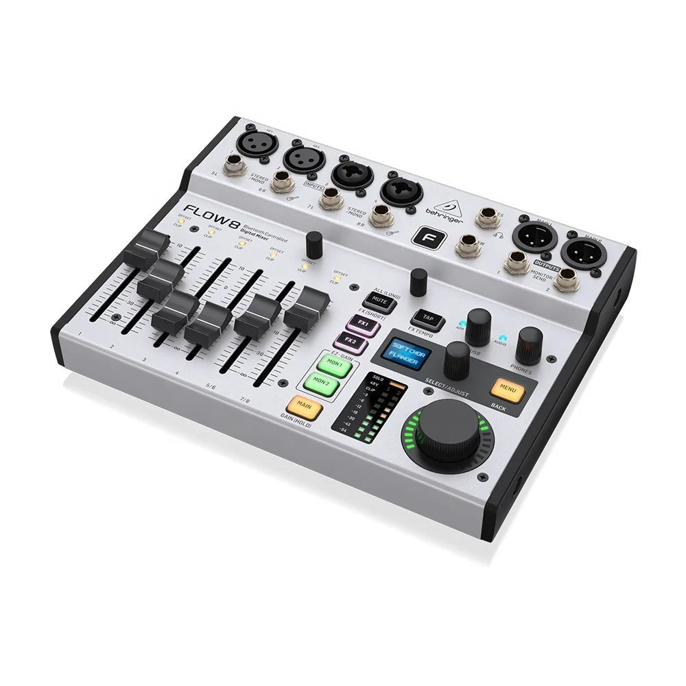 BEHRINGER Flow 8 Digital Mixer - 8 Channel with Bluetooth Audio and USB Audio Interface for Podcasts, Livestreaming and Stage Performances - ZAMAR AUDIO SOLUTIONS