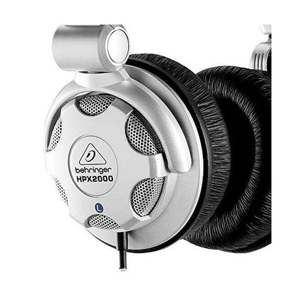 Behringer HPX2000 DJ headphones Kenya — close-up of left ear cup showing HPX2000 branding, mesh vents and L channel marker