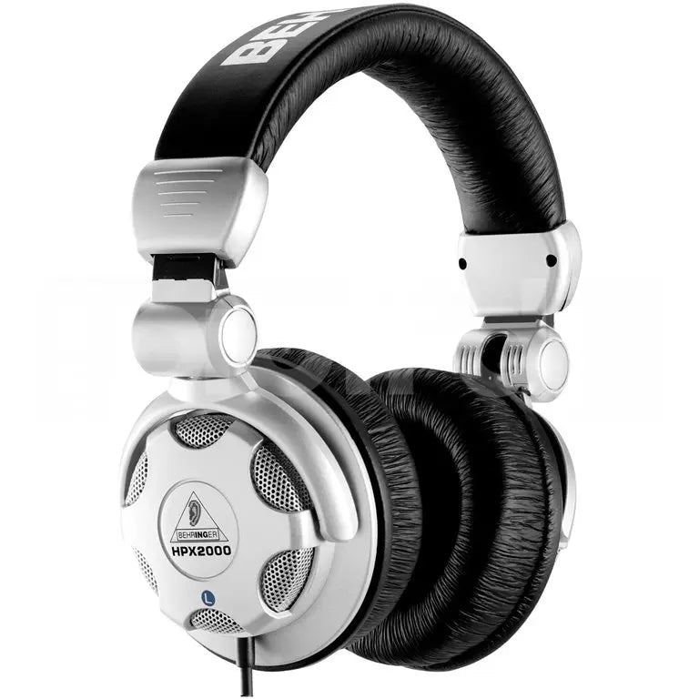 Behringer HPX2000 DJ headphones Kenya — 3/4 angle view showing silver ear cup, cobalt driver housing and padded headband