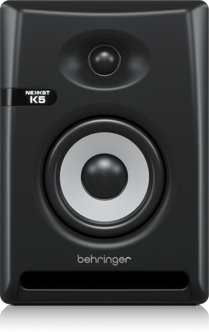 Behringer NEKKST K5 Kenya studio monitor front view showing 5-inch woofer, silk-dome tweeter and NEKKST K5 badge