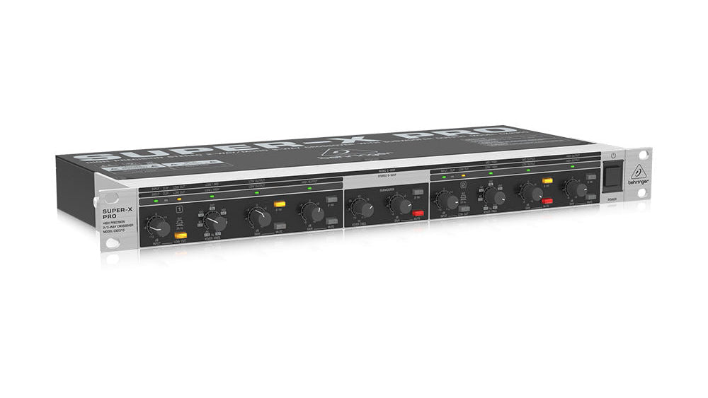 Behringer CX2310 active crossover Kenya front panel showing stereo 2-way mono 3-way controls