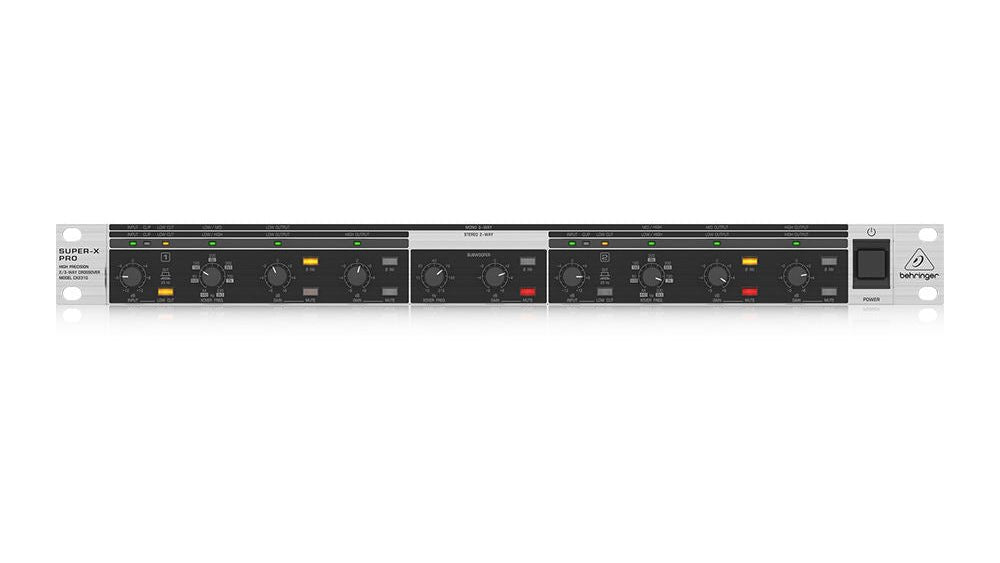 Behringer CX2310 active crossover Kenya front panel showing stereo 2-way mono 3-way controls