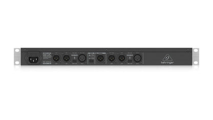 Behringer CX2310 active crossover Kenya rear panel with XLR inputs outputs and subwoofer connection