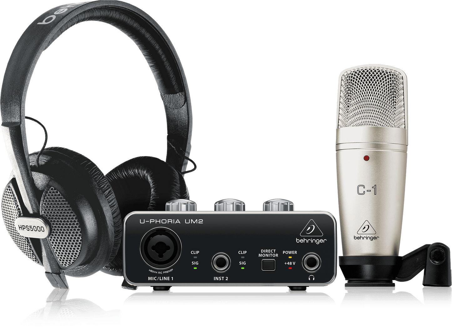 Behringer U-Phoria Studio Bundle Kenya — UM2 interface, C-1 mic and HPS5000 headphones complete kit