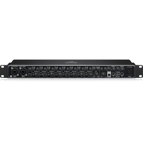 Behringer UMC1820 Kenya — front panel view showing 8 MIDAS preamp channels and gain knobs, 1U rack