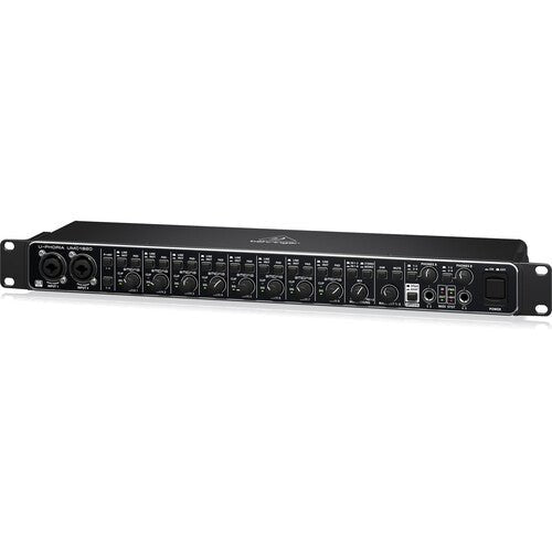Behringer UMC1820 Kenya — right 3/4 angle showing full front panel layout and 1U rackmount chassis