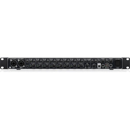 Behringer UMC1820 Kenya — full-width front panel view, 8 combo XLR/TRS inputs and monitor controls
