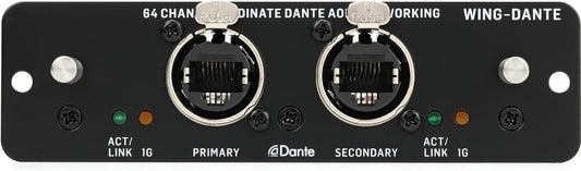 Behringer WING-DANTE Dante expansion card front view, 64x64 Audinate AoIP for WING consoles Kenya