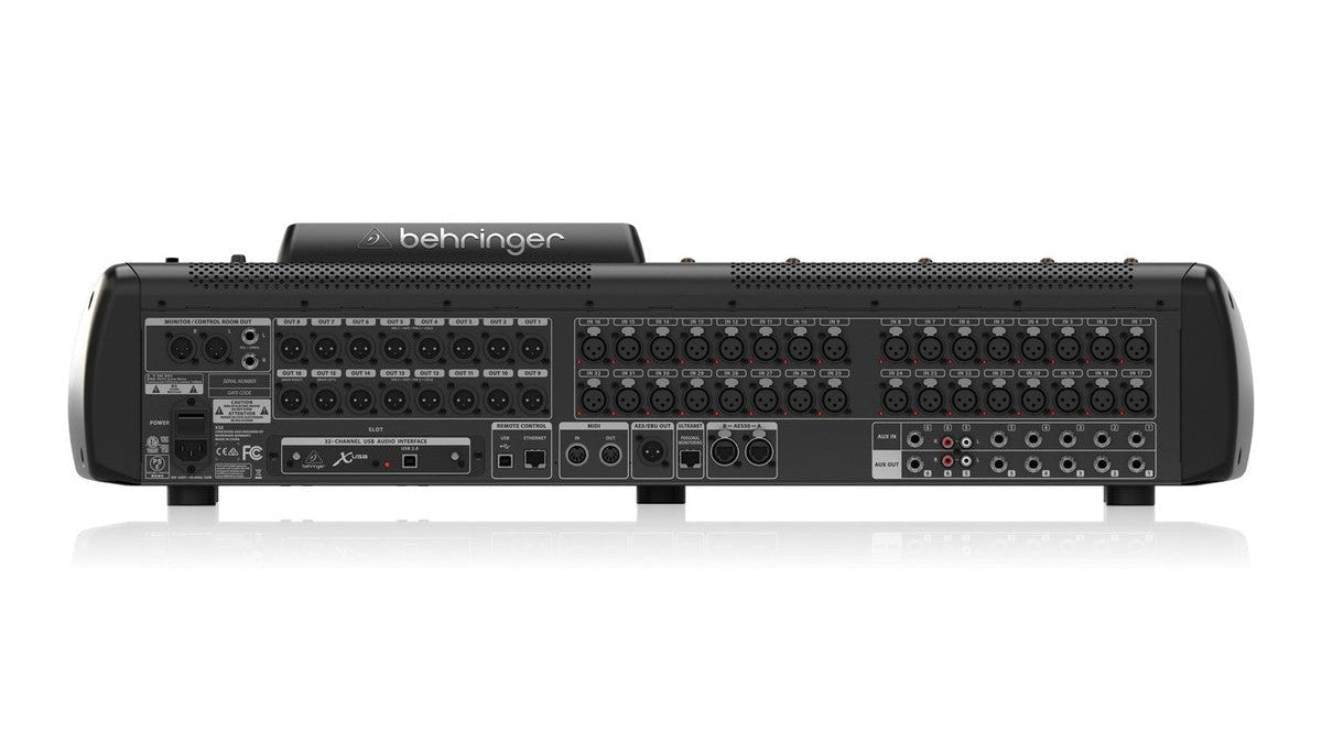 Behringer X32 digital mixer Kenya — rear panel showing XLR inputs, AES50 ports, USB interface and all I/O connections