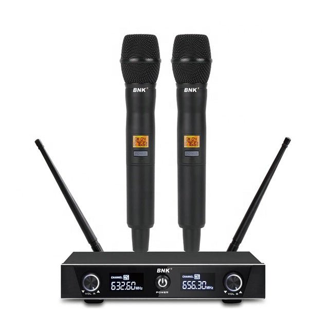 BNK BK8200 Dual‑Channel UHF Wireless Microphone System — 2 Handheld Mics, LCD Receiver & Long‑Range Transmission - ZAMAR AUDIO SOLUTIONS