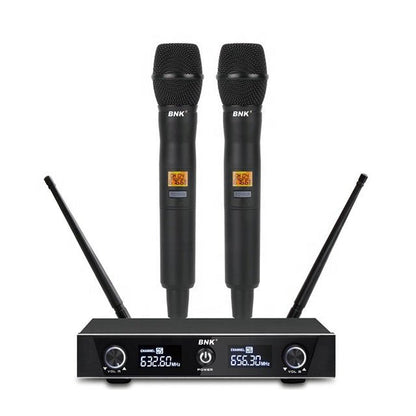 BNK BK8200 Dual‑Channel UHF Wireless Microphone System — 2 Handheld Mics, LCD Receiver & Long‑Range Transmission - ZAMAR AUDIO SOLUTIONS