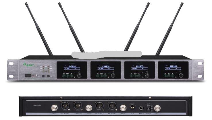 BNK ES400 — 4‑in‑1 Wireless Microphone System (UHF, Multi‑Channel)Wireless Microphone System