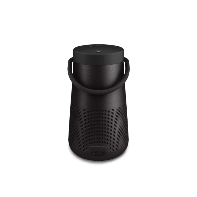 Bose SoundLink Revolve+ II Kenya — Triple Black rear view showing speaker grille and fabric handle