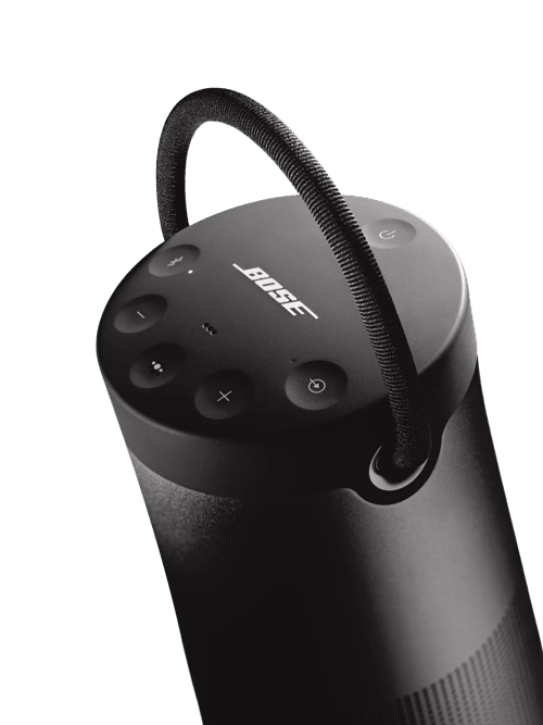 Bose SoundLink Revolve+ II Kenya — Triple Black top panel close-up showing Bose logo and controls