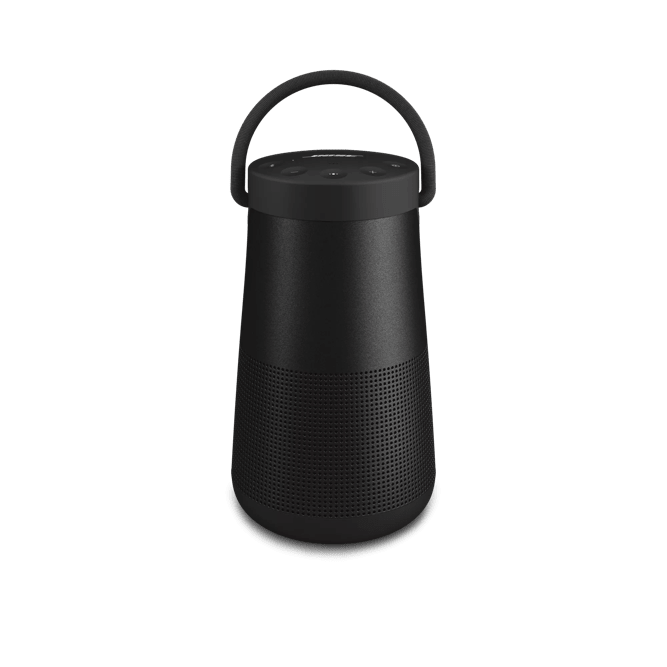 Bose SoundLink Revolve+ II Kenya — Triple Black front view with fabric handle, white background