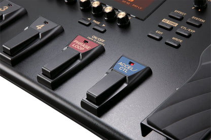 Boss GT-100 Kenya close-up of Phrase Loop, Accel/CTL footswitches, EZ Tone and Write buttons