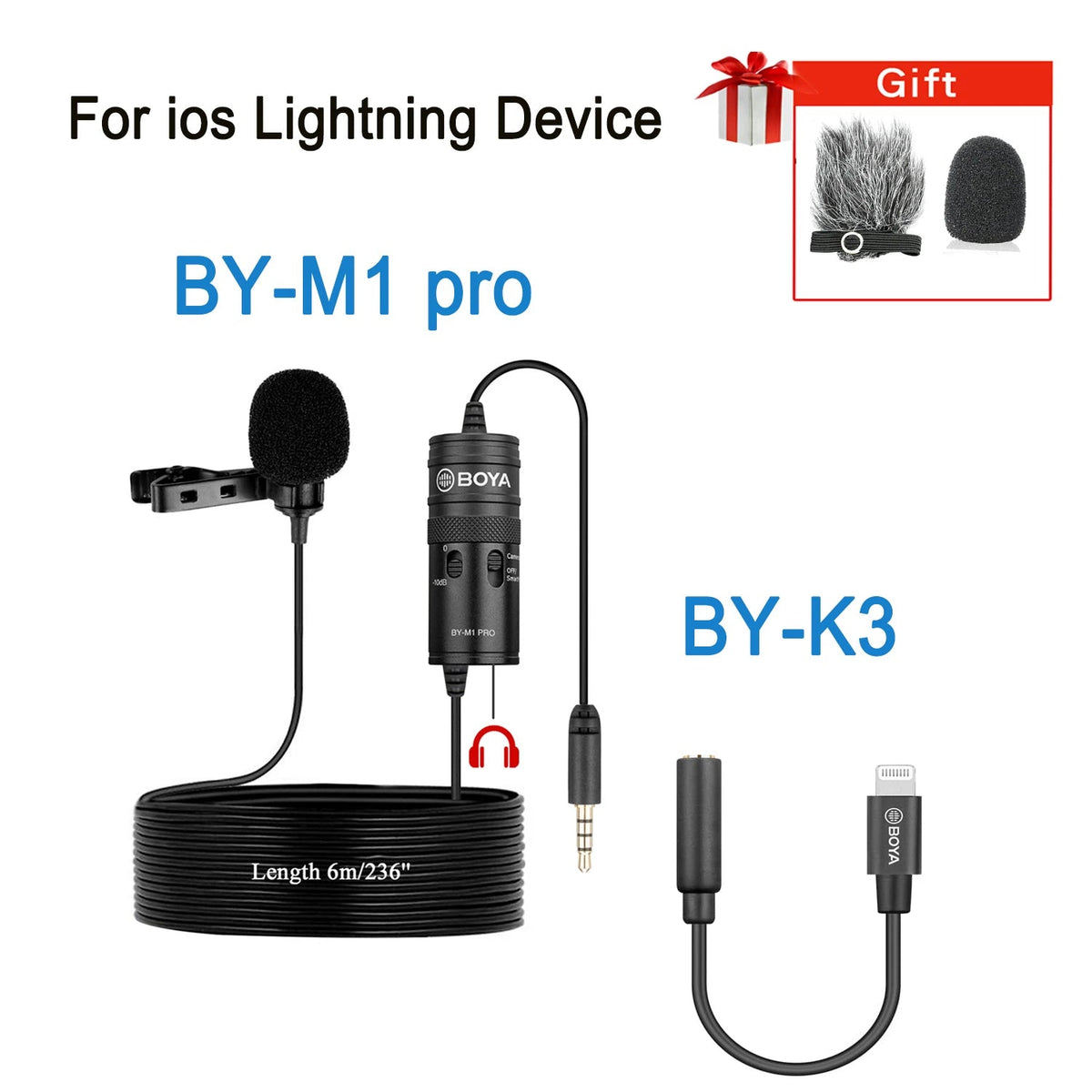 BOYA BY-M1 PRO Lavalier Microphone – Portable Omnidirectional Condenser Mic with 6m Cable for Canon, Nikon, Sony, iPhone 13, Huawei, and More - ZAMAR AUDIO SOLUTIONS