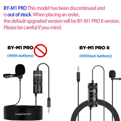 BOYA BY-M1 PRO Lavalier Microphone – Portable Omnidirectional Condenser Mic with 6m Cable for Canon, Nikon, Sony, iPhone 13, Huawei, and More - ZAMAR AUDIO SOLUTIONS