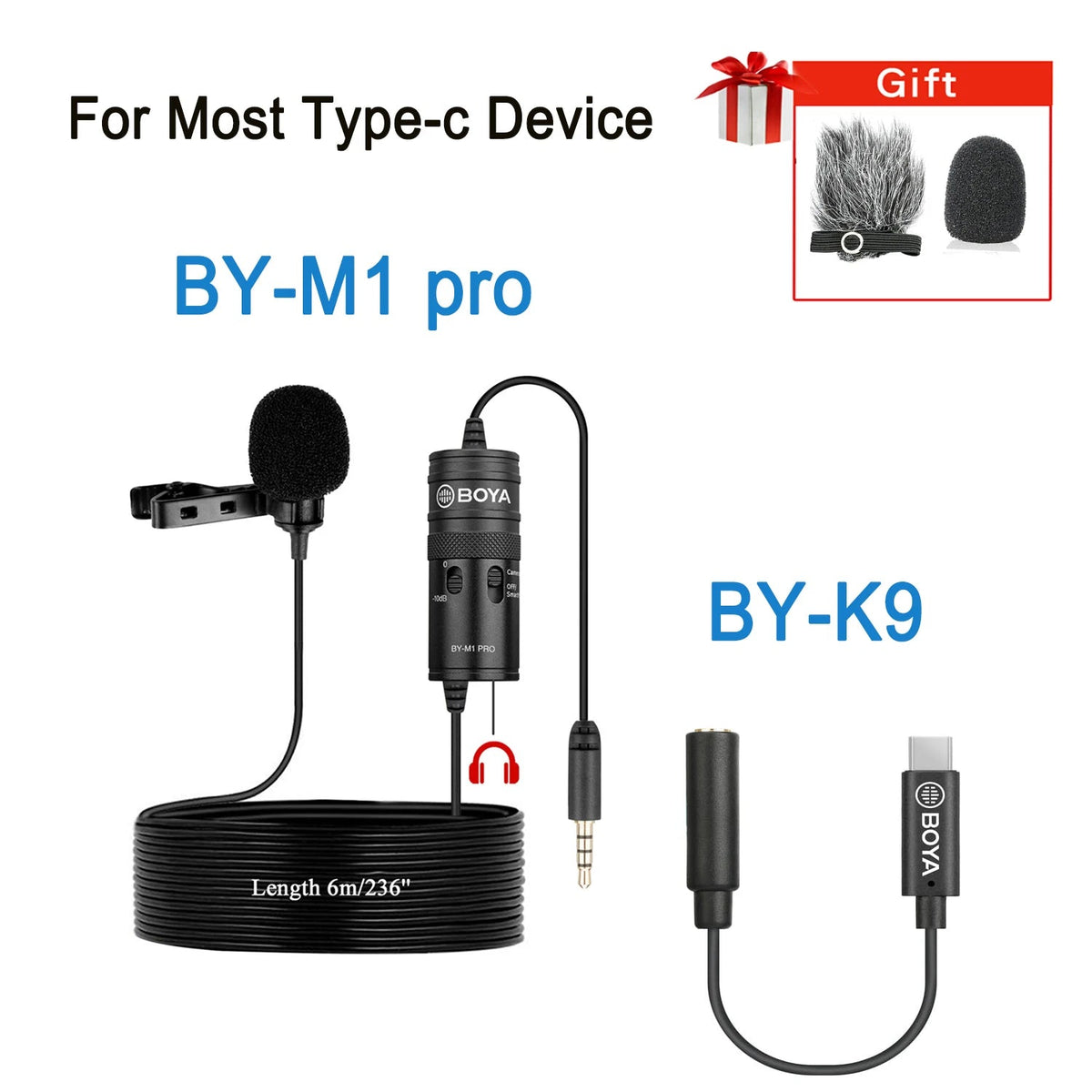 BOYA BY-M1 PRO Lavalier Microphone – Portable Omnidirectional Condenser Mic with 6m Cable for Canon, Nikon, Sony, iPhone 13, Huawei, and More - ZAMAR AUDIO SOLUTIONS