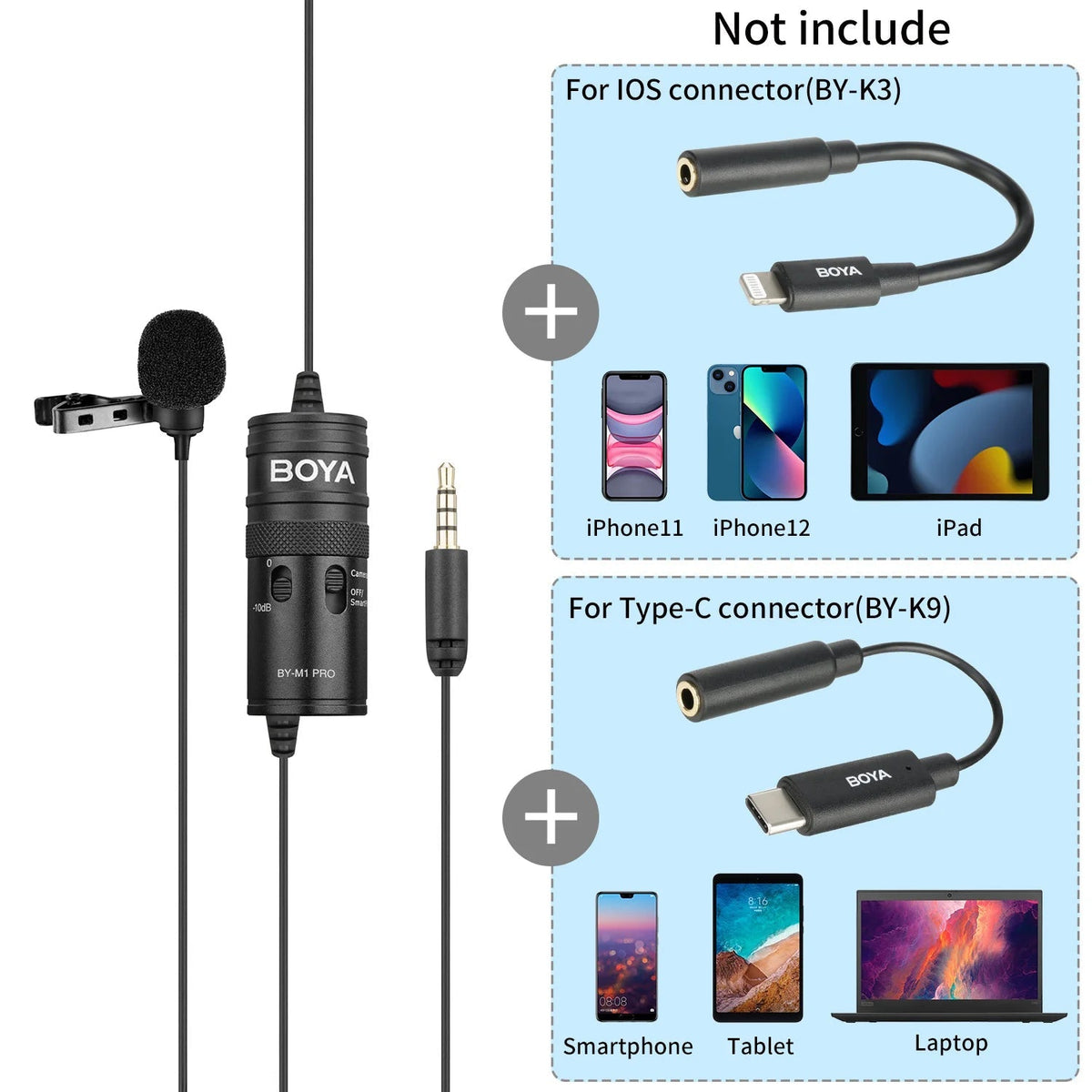 BOYA BY-M1 PRO Lavalier Microphone – Portable Omnidirectional Condenser Mic with 6m Cable for Canon, Nikon, Sony, iPhone 13, Huawei, and More - ZAMAR AUDIO SOLUTIONS
