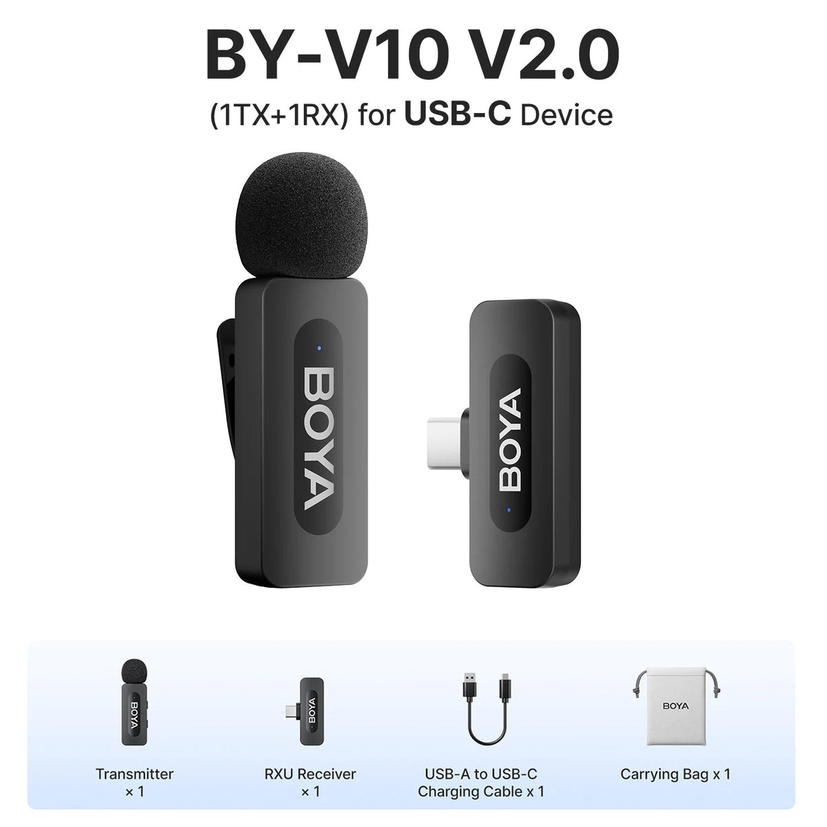 BOYA BY-V3 Wireless Lavalier Microphone – Noise-Cancelling Rechargeable Mic with 2.4GHz Transmission for iPhone, Android, Camera, Live Streaming & Vlogging - ZAMAR AUDIO SOLUTIONS
