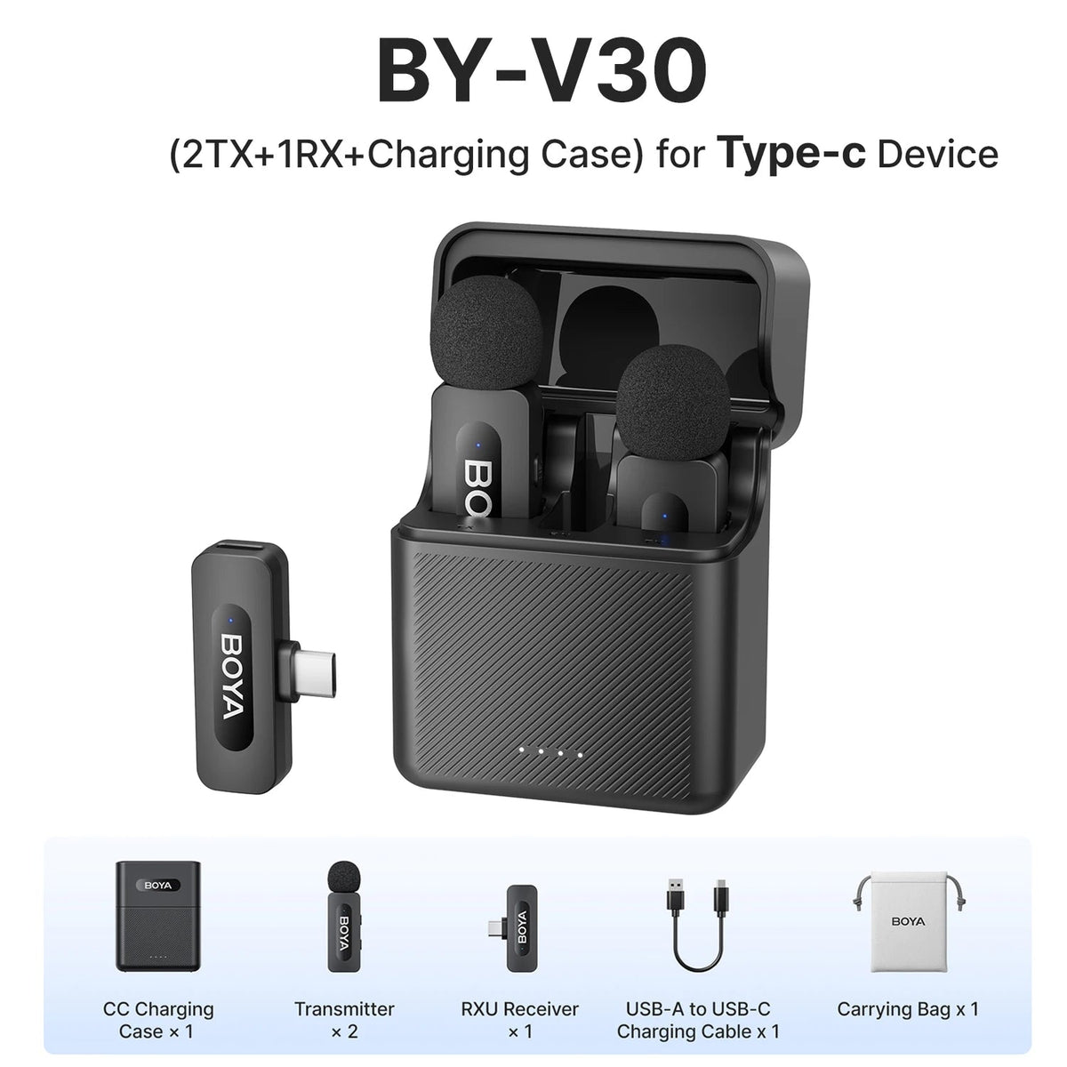 BOYA BY-V3 Wireless Lavalier Microphone – Noise-Cancelling Rechargeable Mic with 2.4GHz Transmission for iPhone, Android, Camera, Live Streaming & Vlogging - ZAMAR AUDIO SOLUTIONS