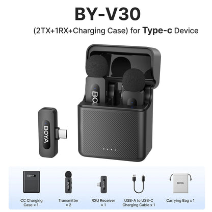 BOYA BY-V3 Wireless Lavalier Microphone – Noise-Cancelling Rechargeable Mic with 2.4GHz Transmission for iPhone, Android, Camera, Live Streaming & Vlogging - ZAMAR AUDIO SOLUTIONS