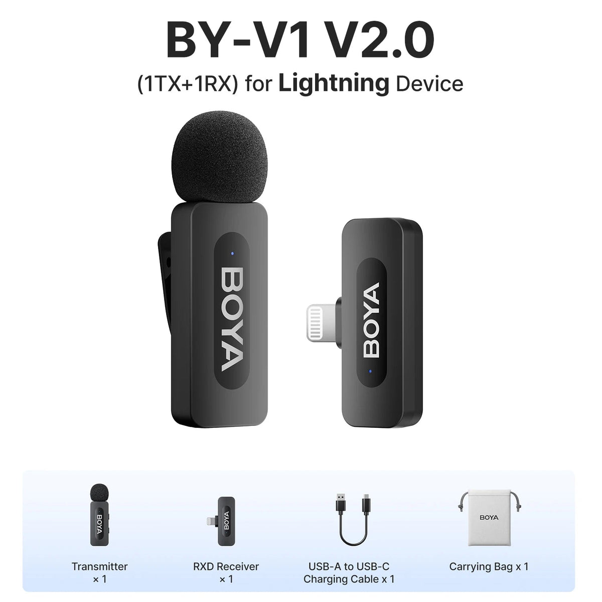 BOYA BY-V3 Wireless Lavalier Microphone – Noise-Cancelling Rechargeable Mic with 2.4GHz Transmission for iPhone, Android, Camera, Live Streaming & Vlogging - ZAMAR AUDIO SOLUTIONS