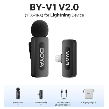 BOYA BY-V3 Wireless Lavalier Microphone – Noise-Cancelling Rechargeable Mic with 2.4GHz Transmission for iPhone, Android, Camera, Live Streaming & Vlogging - ZAMAR AUDIO SOLUTIONS