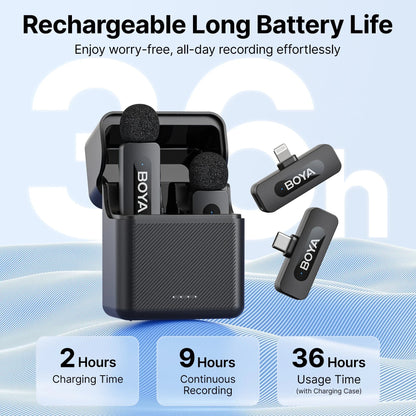 BOYA BY-V3 Wireless Lavalier Microphone – Noise-Cancelling Rechargeable Mic with 2.4GHz Transmission for iPhone, Android, Camera, Live Streaming & Vlogging - ZAMAR AUDIO SOLUTIONS