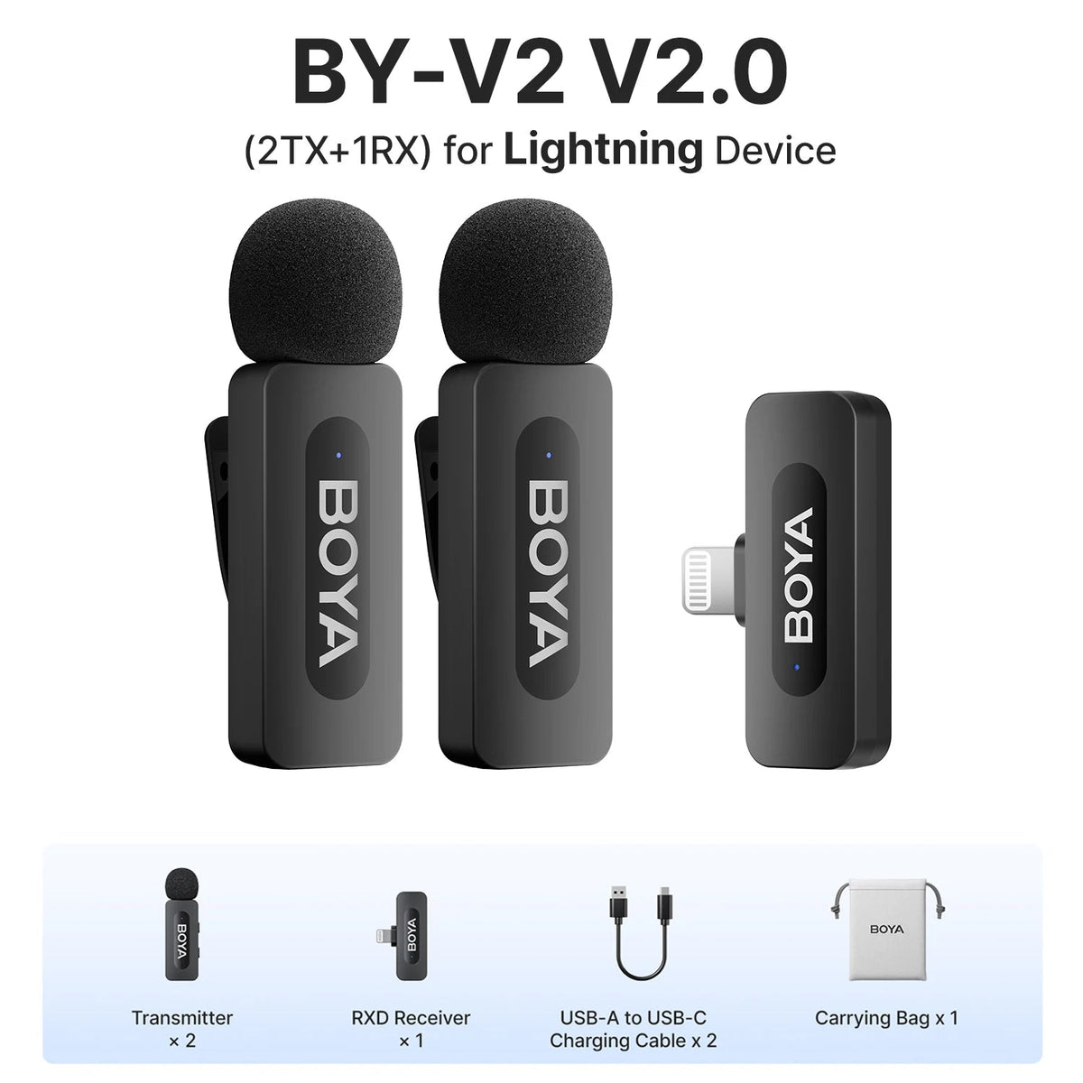 BOYA BY-V3 Wireless Lavalier Microphone – Noise-Cancelling Rechargeable Mic with 2.4GHz Transmission for iPhone, Android, Camera, Live Streaming & Vlogging - ZAMAR AUDIO SOLUTIONS