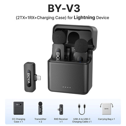 BOYA BY-V3 Wireless Lavalier Microphone – Noise-Cancelling Rechargeable Mic with 2.4GHz Transmission for iPhone, Android, Camera, Live Streaming & Vlogging - ZAMAR AUDIO SOLUTIONS