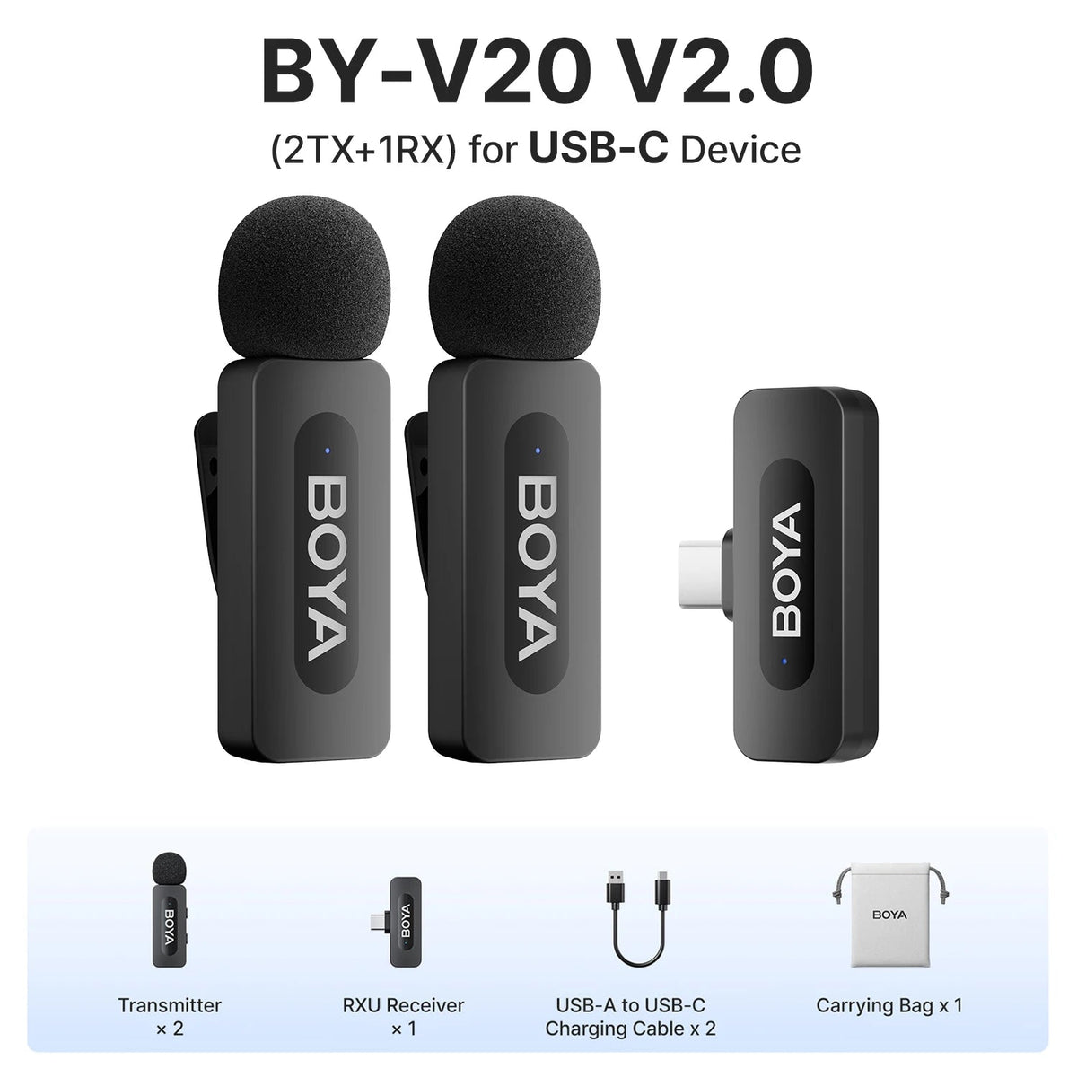 BOYA BY-V3 Wireless Lavalier Microphone – Noise-Cancelling Rechargeable Mic with 2.4GHz Transmission for iPhone, Android, Camera, Live Streaming & Vlogging - ZAMAR AUDIO SOLUTIONS