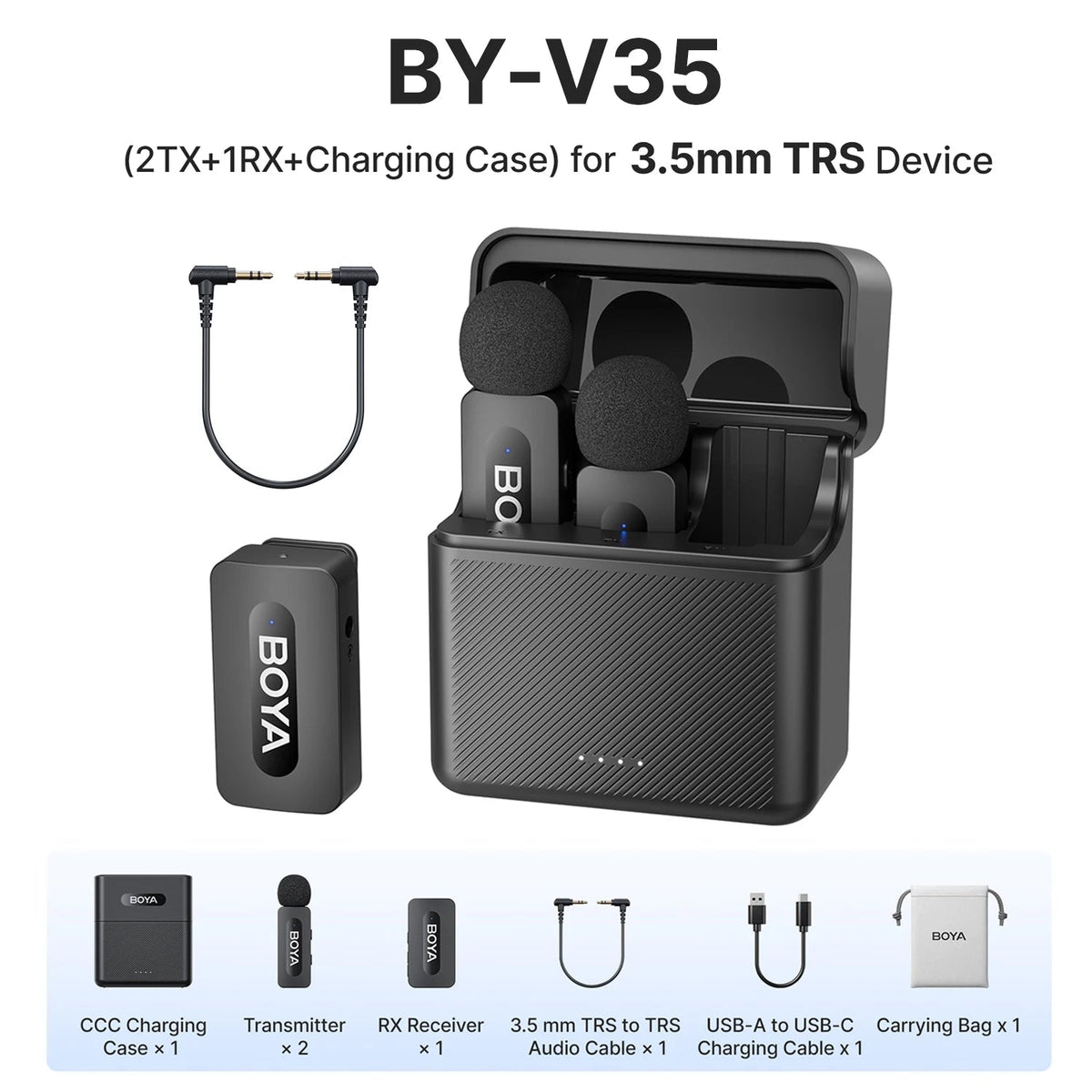 BOYA BY-V3 Wireless Lavalier Microphone – Noise-Cancelling Rechargeable Mic with 2.4GHz Transmission for iPhone, Android, Camera, Live Streaming & Vlogging - ZAMAR AUDIO SOLUTIONS