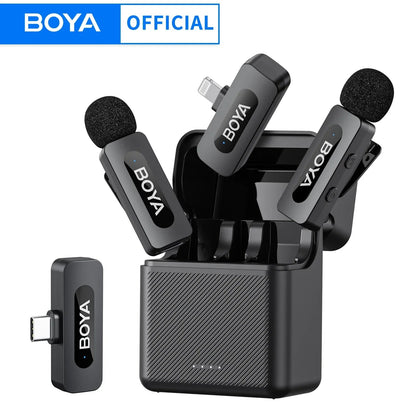 BOYA BY-V3 Wireless Lavalier Microphone – Noise-Cancelling Rechargeable Mic with 2.4GHz Transmission for iPhone, Android, Camera, Live Streaming & Vlogging - ZAMAR AUDIO SOLUTIONS