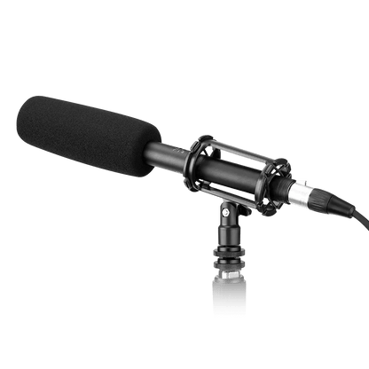 BOYA BY-BM6060L long shotgun microphone front view with XLR connector