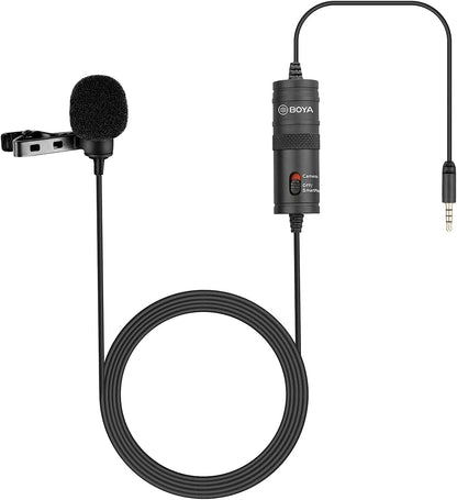 BOYA BY-M1 lavalier microphone with 6m cable on white background