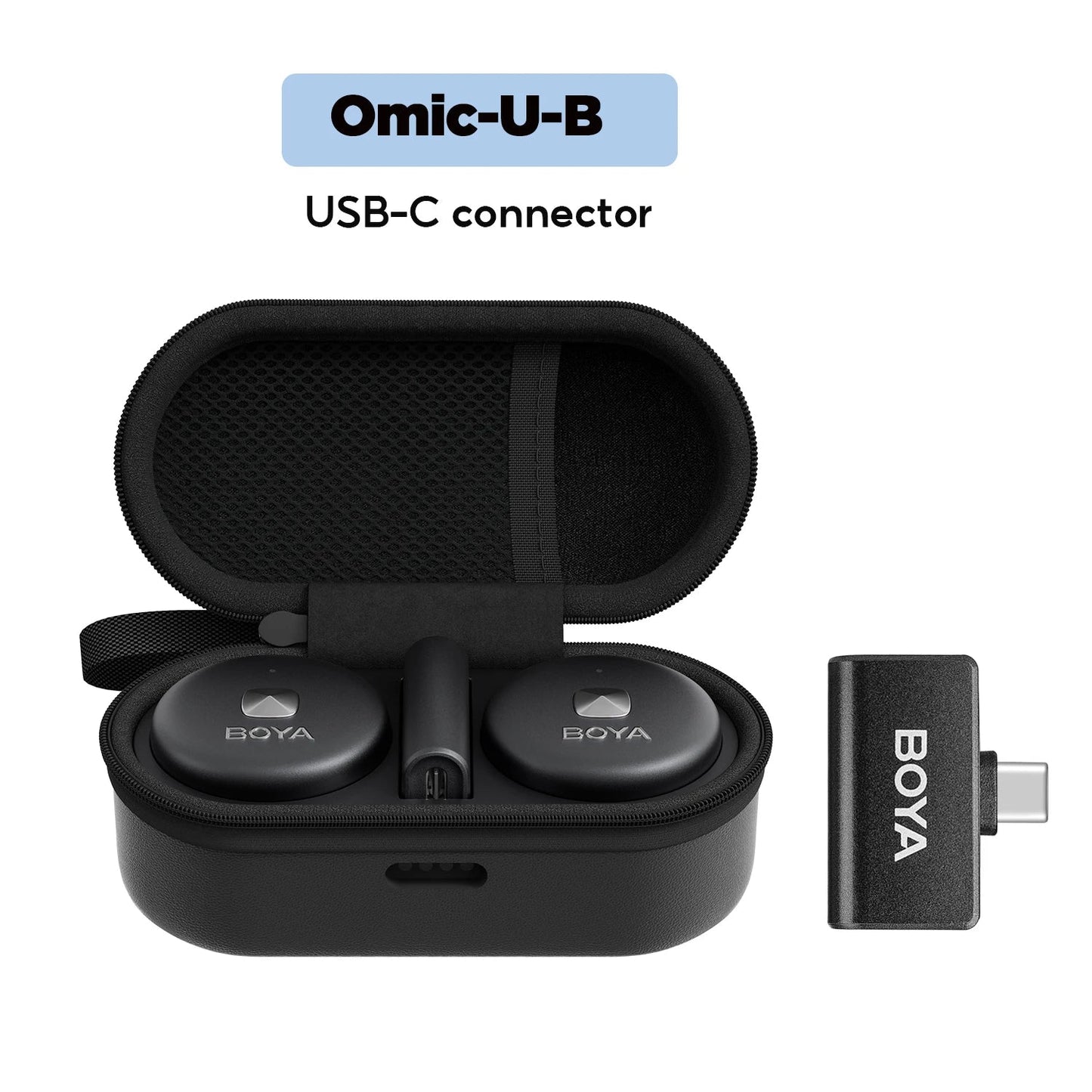 BOYA Omic wireless microphone Kenya size comparison next to smartphone for scale