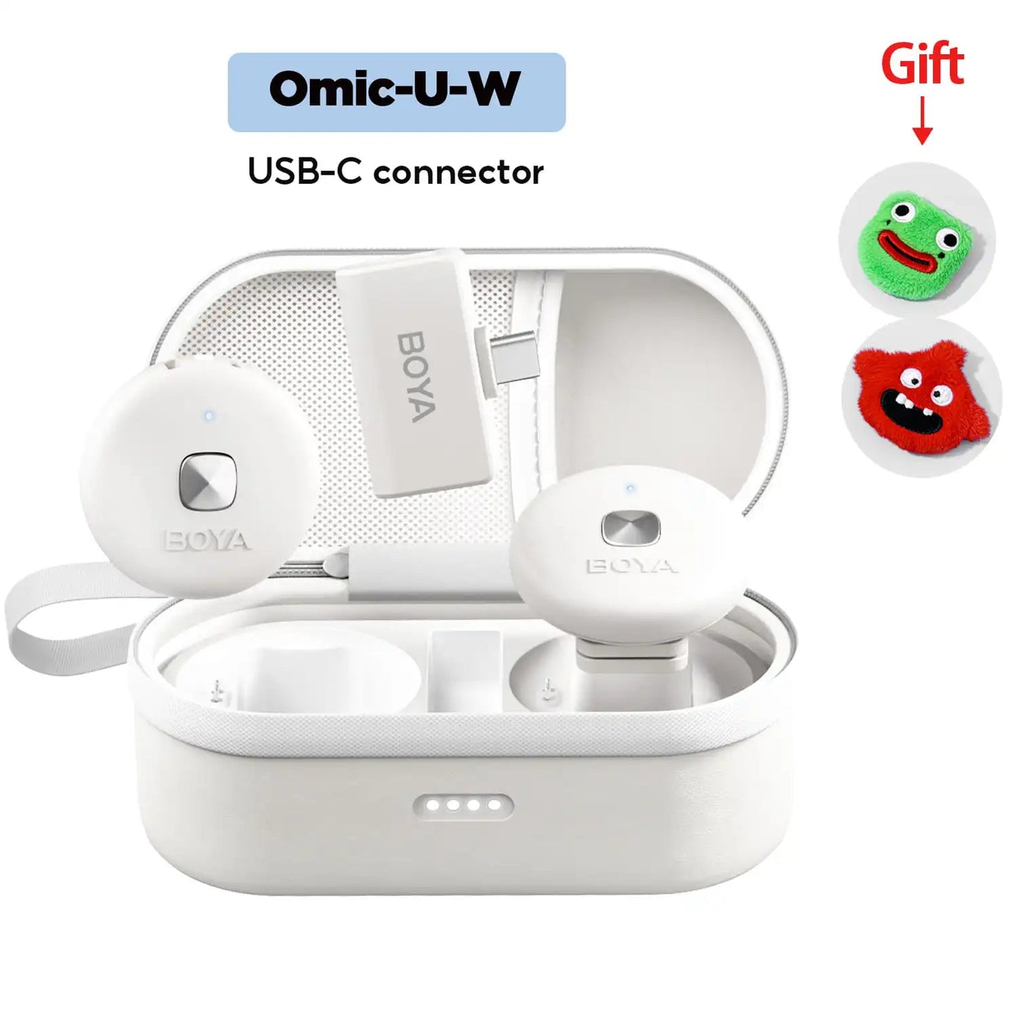 BOYA Omic wireless microphone Kenya both Lightning and USB-C receiver variants shown together
