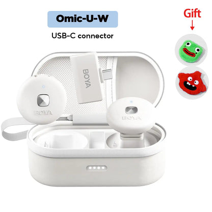 BOYA Omic wireless microphone Kenya both Lightning and USB-C receiver variants shown together