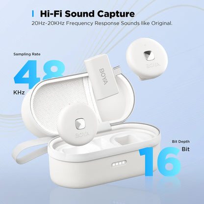 BOYA Omic wireless microphone Kenya receiver plugged into smartphone for recording
