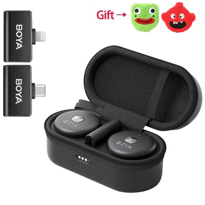 BOYA Omic wireless microphone Kenya USB-C pass-through charging port close-up on receiver