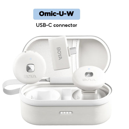 BOYA Omic wireless microphone Kenya noise cancellation feature highlighted on device
