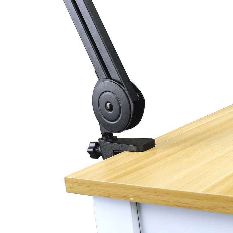 Boyong BY38 microphone arm Kenya desk clamp close-up showing table-edge mounting mechanism