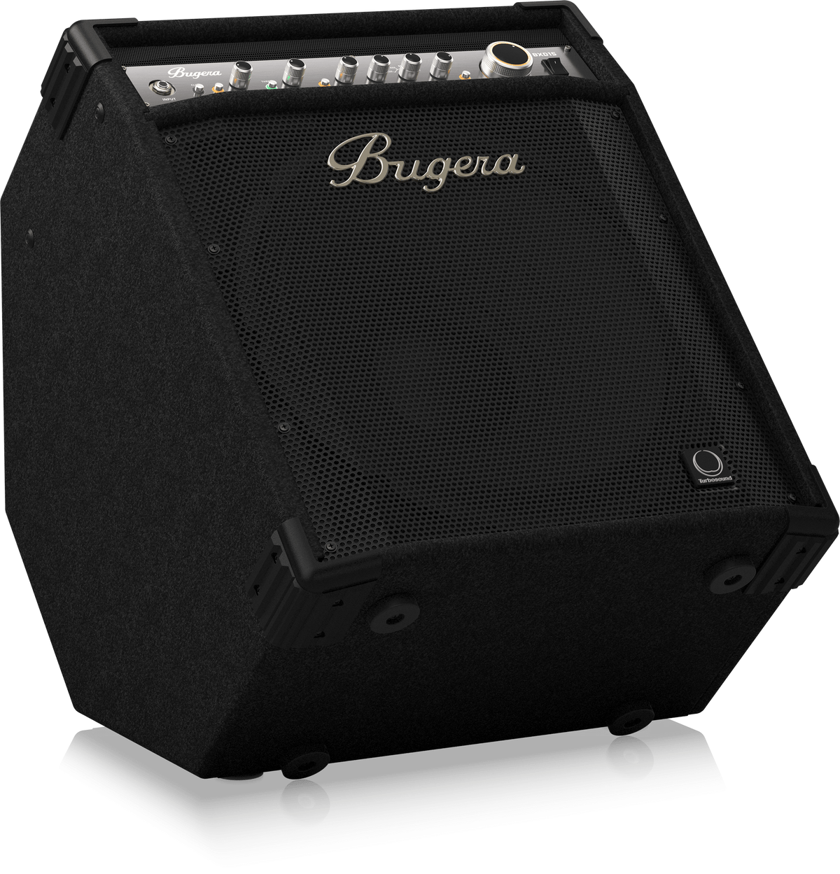 Bugera BXD15 bass amp Kenya — elevated angle view showing top-mounted control panel and angled cabinet design