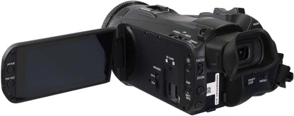 Canon XA60B Kenya professional camcorder side angle showing XLR audio inputs and LCD screen