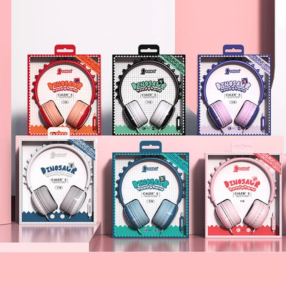 centechia Dinosaur Wired Headsets – Adjustable 3.5mm Children's Headband Headphones with Lightweight Bass, Active Noise-Cancellation & Cute Design - ZAMAR AUDIO SOLUTIONS